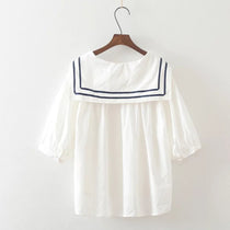 Short-Sleeve Sailor Collar Blouse