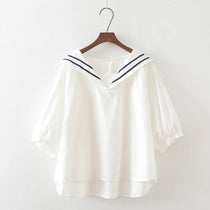 Short-Sleeve Sailor Collar Blouse