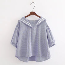 Short-Sleeve Sailor Collar Blouse