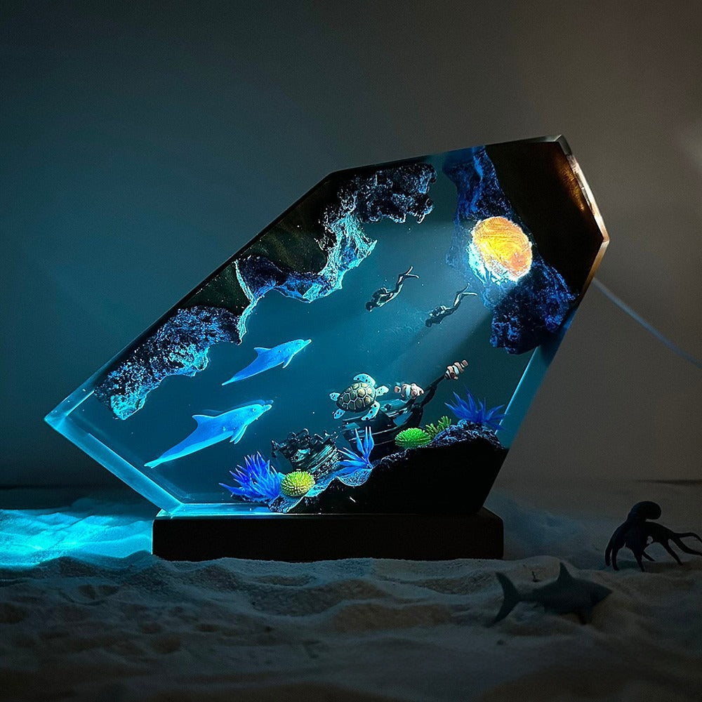 Dolphin and Turtle Resin Night Light