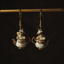 Hamster In My Teapot Earrings Necklace