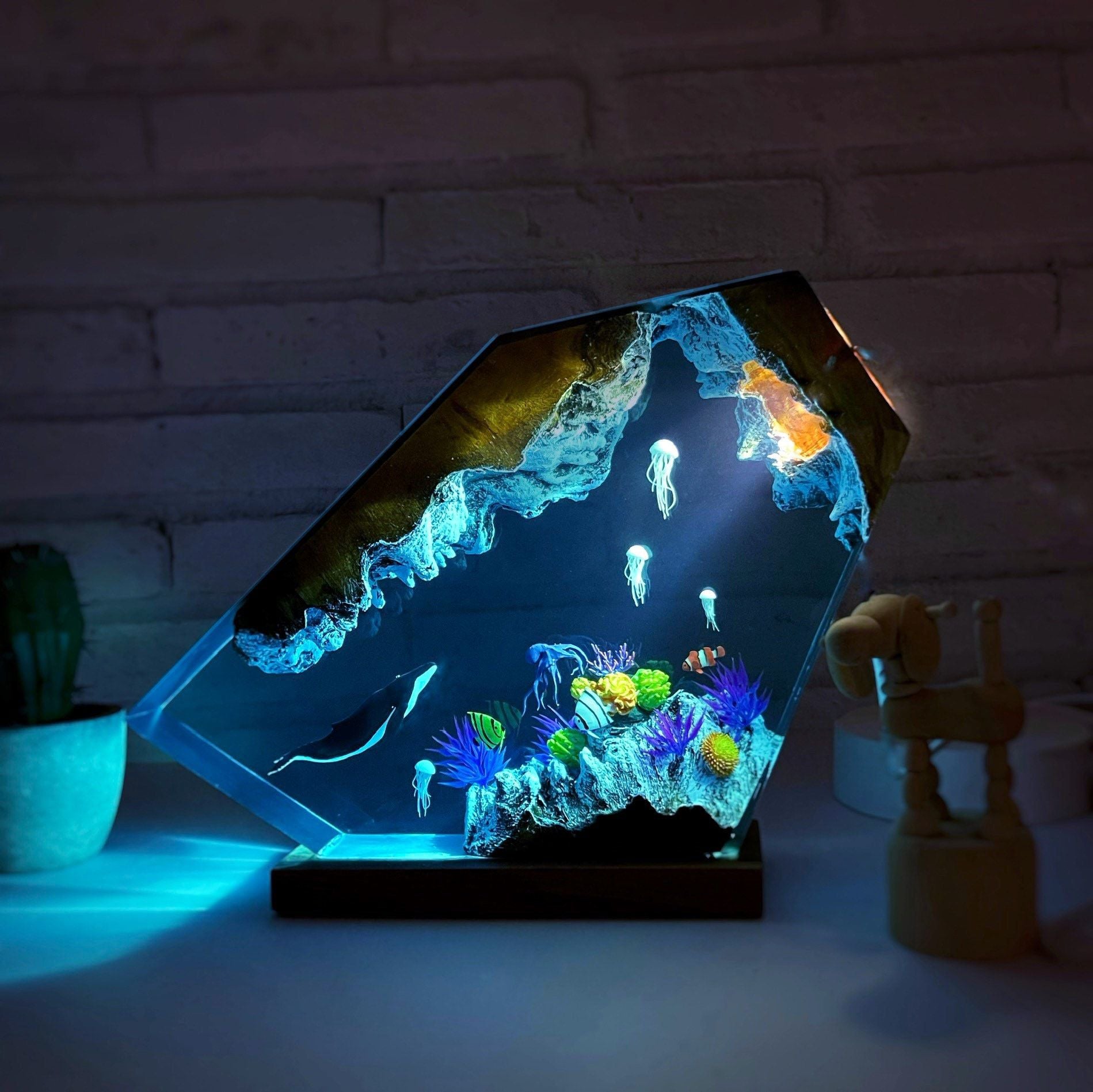 Humpback Whale and Jellyfish Night Light Gift
