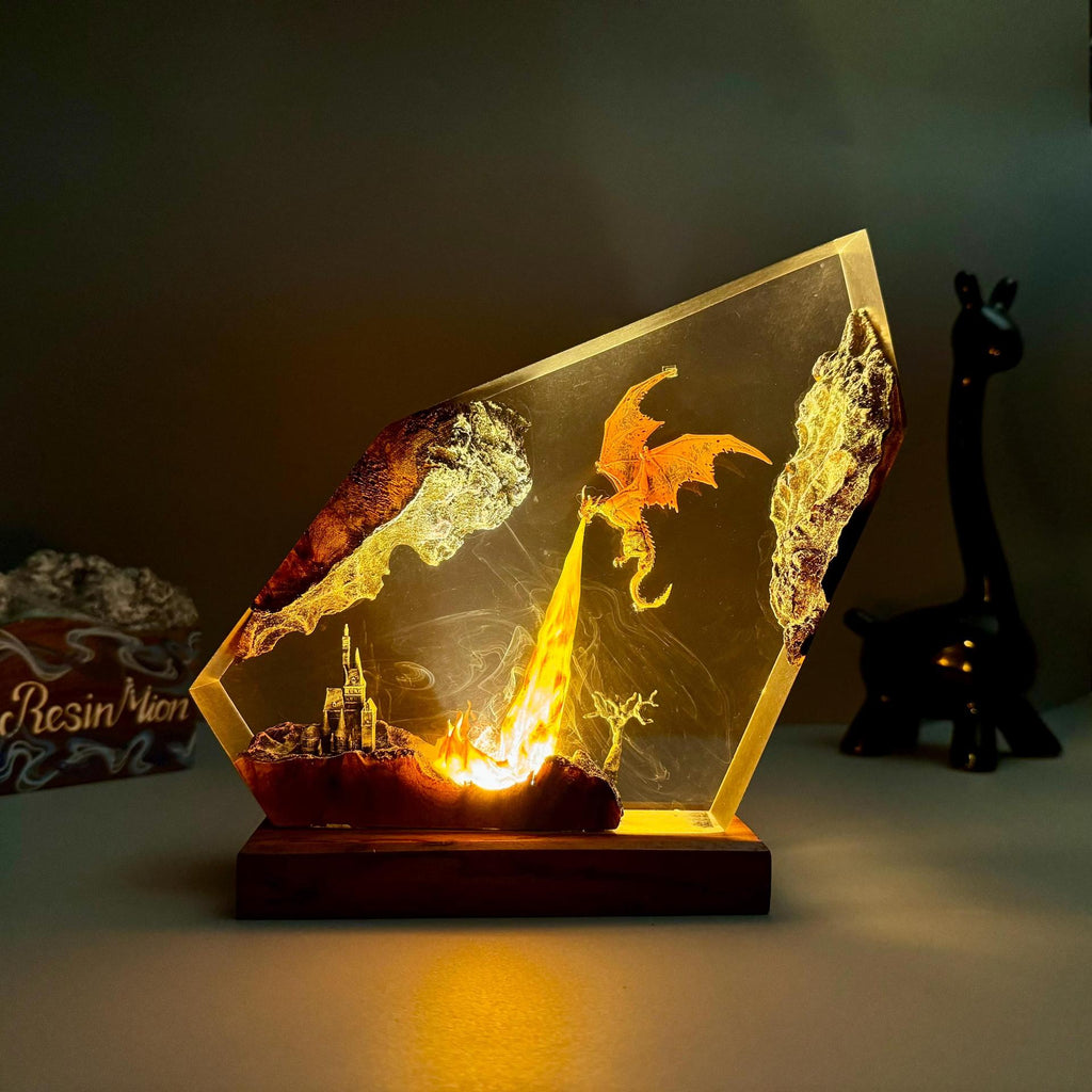 Fire-breathing Dragon Resin Lamp Decor