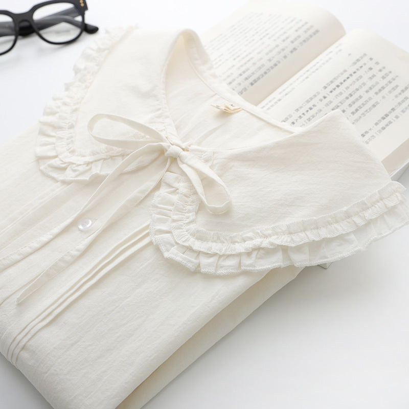Sweet Lolita Blouse Long Sleeve Collared Buttons Down Shirt