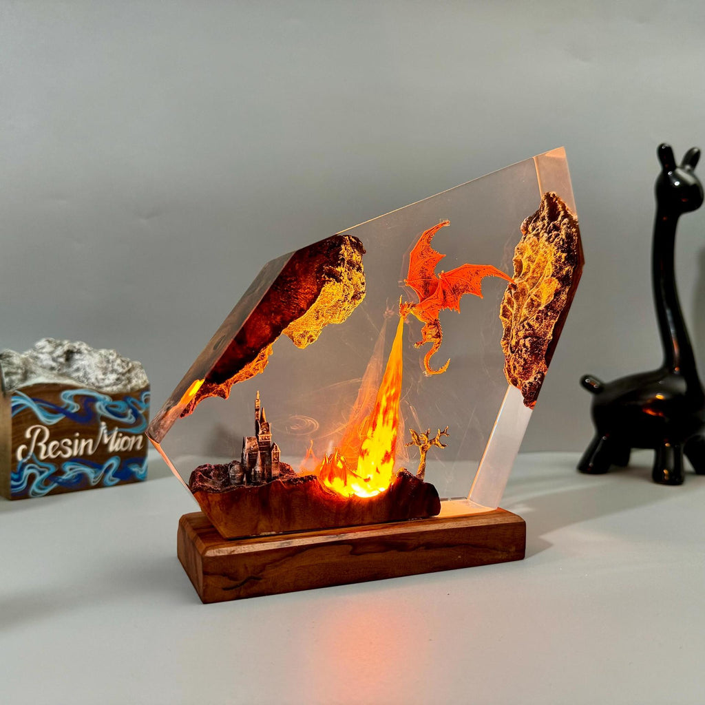 Fire-breathing Dragon Resin Lamp Decor