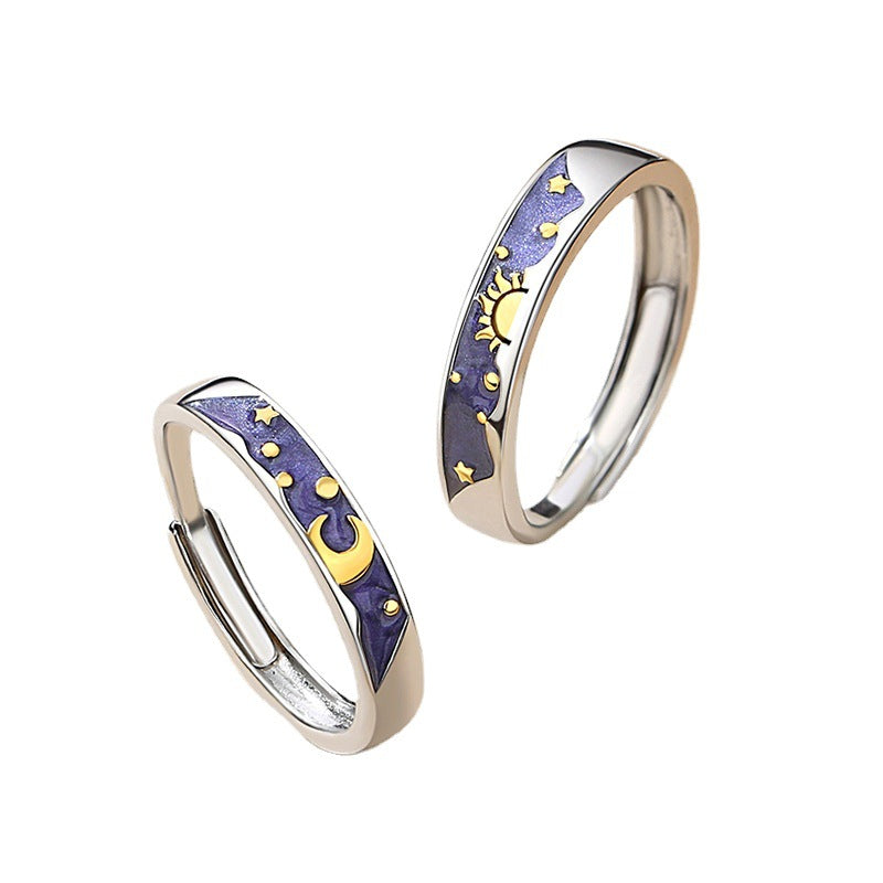 Day and Night Sun and Moon Couple Rings