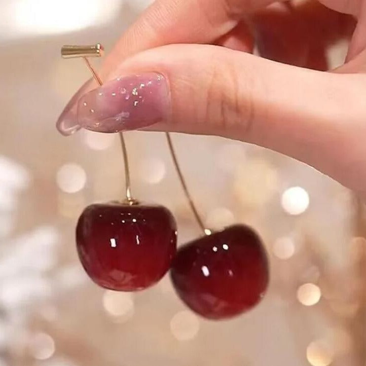 Red Cherry Drop Earrings Secondary image