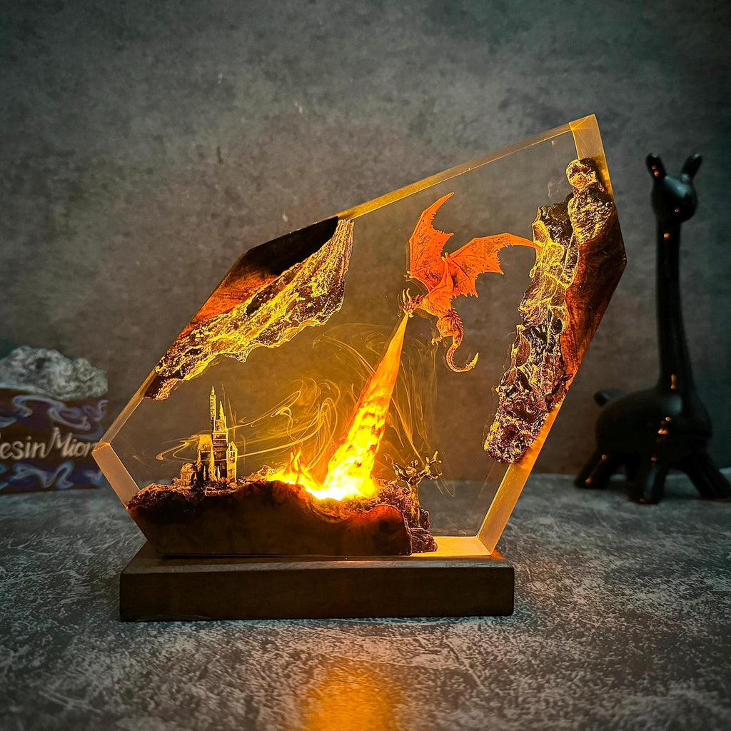 Fire-breathing Dragon Resin Lamp Decor