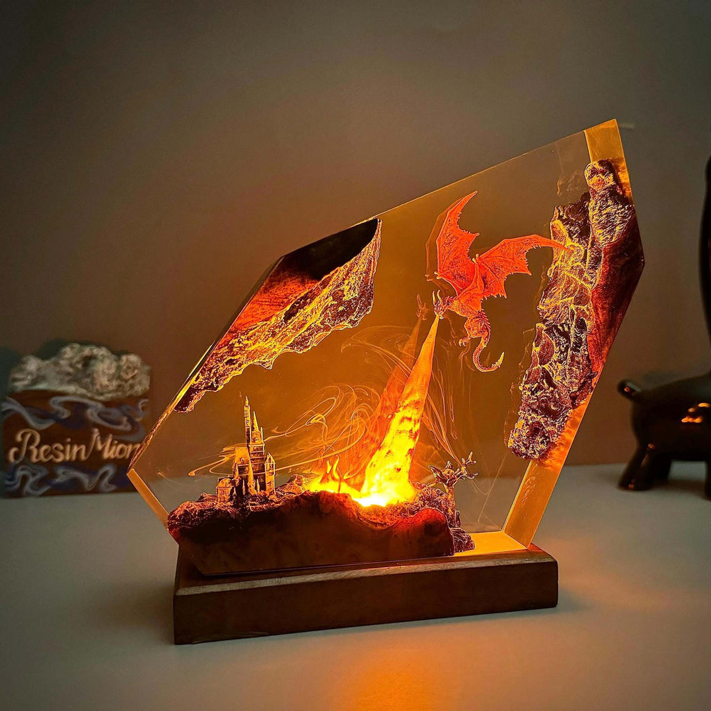 Fire-breathing Dragon Resin Lamp Decor