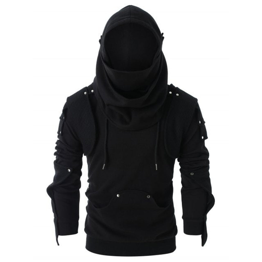 Trendy Men's Retro Masked Rivet Long Sleeve Hoodie Main image