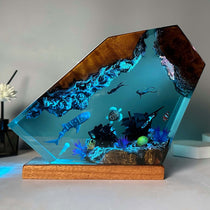 Whale Turtle Human Diving Resin Lamp