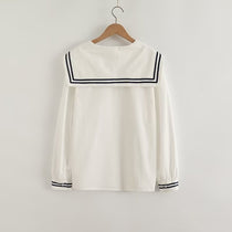 Contrast Sailor Collar Long Sleeve Shirt Blouse