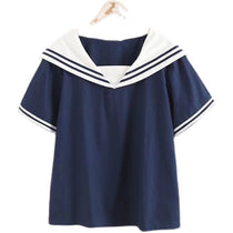Preppy Style Short Sleeve Sailor Collar Blouse