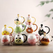 Cute Cartoon Animal Mug with Spoon Coffee Cup