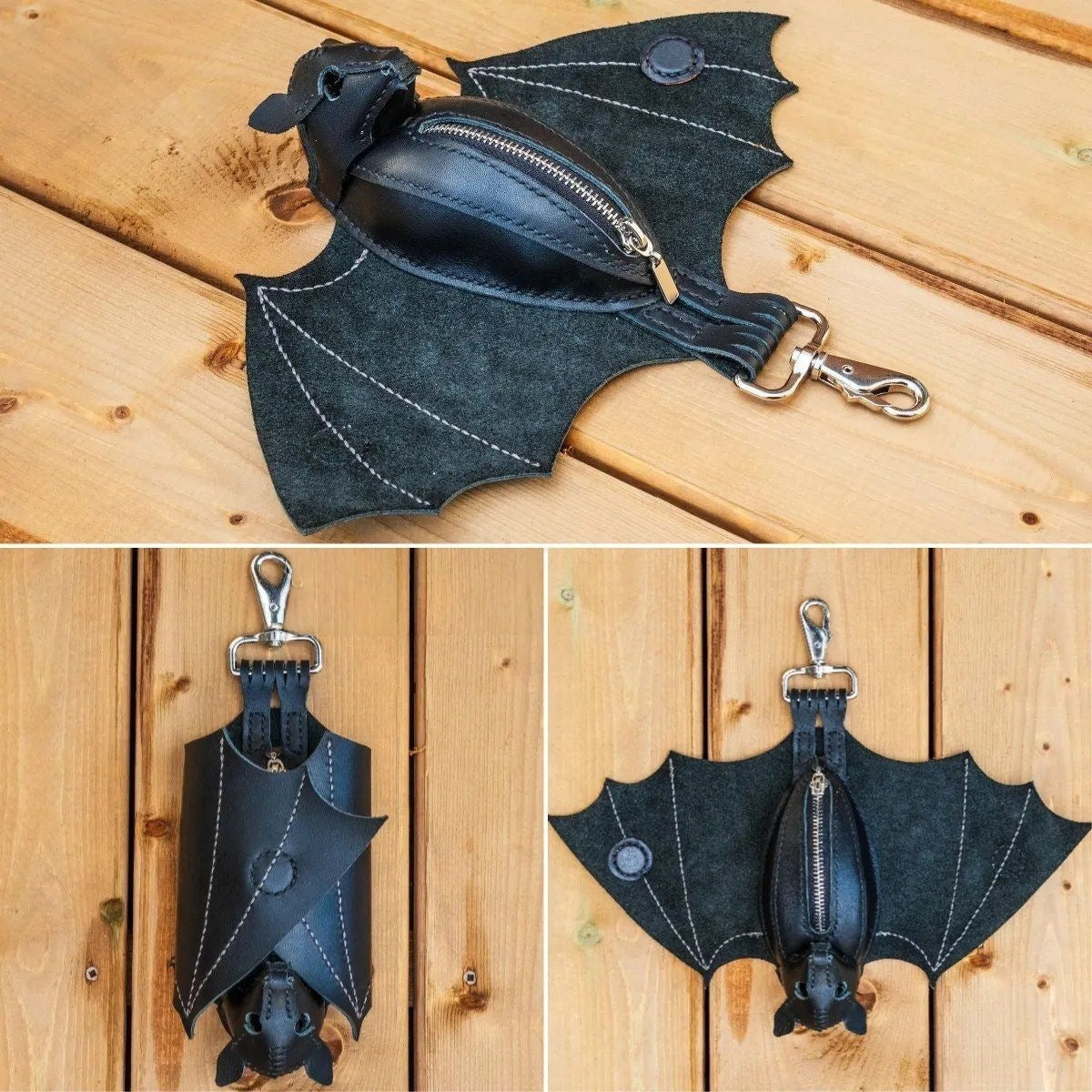 Leather Bat Coin Purse