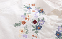 Japanese Style Embroidered Floral Cotton Blouse