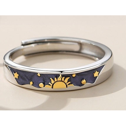 Day and Night Sun and Moon Couple Rings